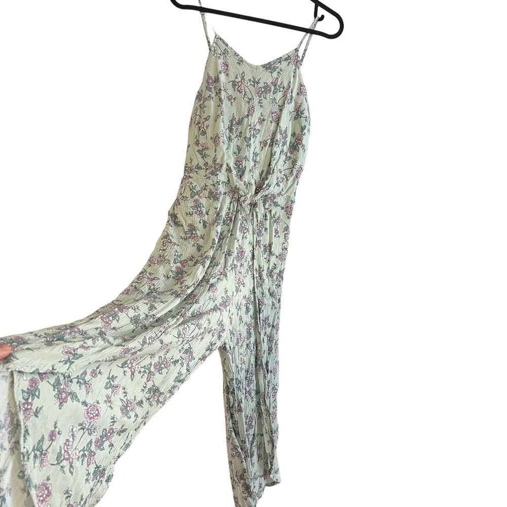 2/$15 Art Class Boho Floral Romper girls sz XXL (18) green & purple Tie-front